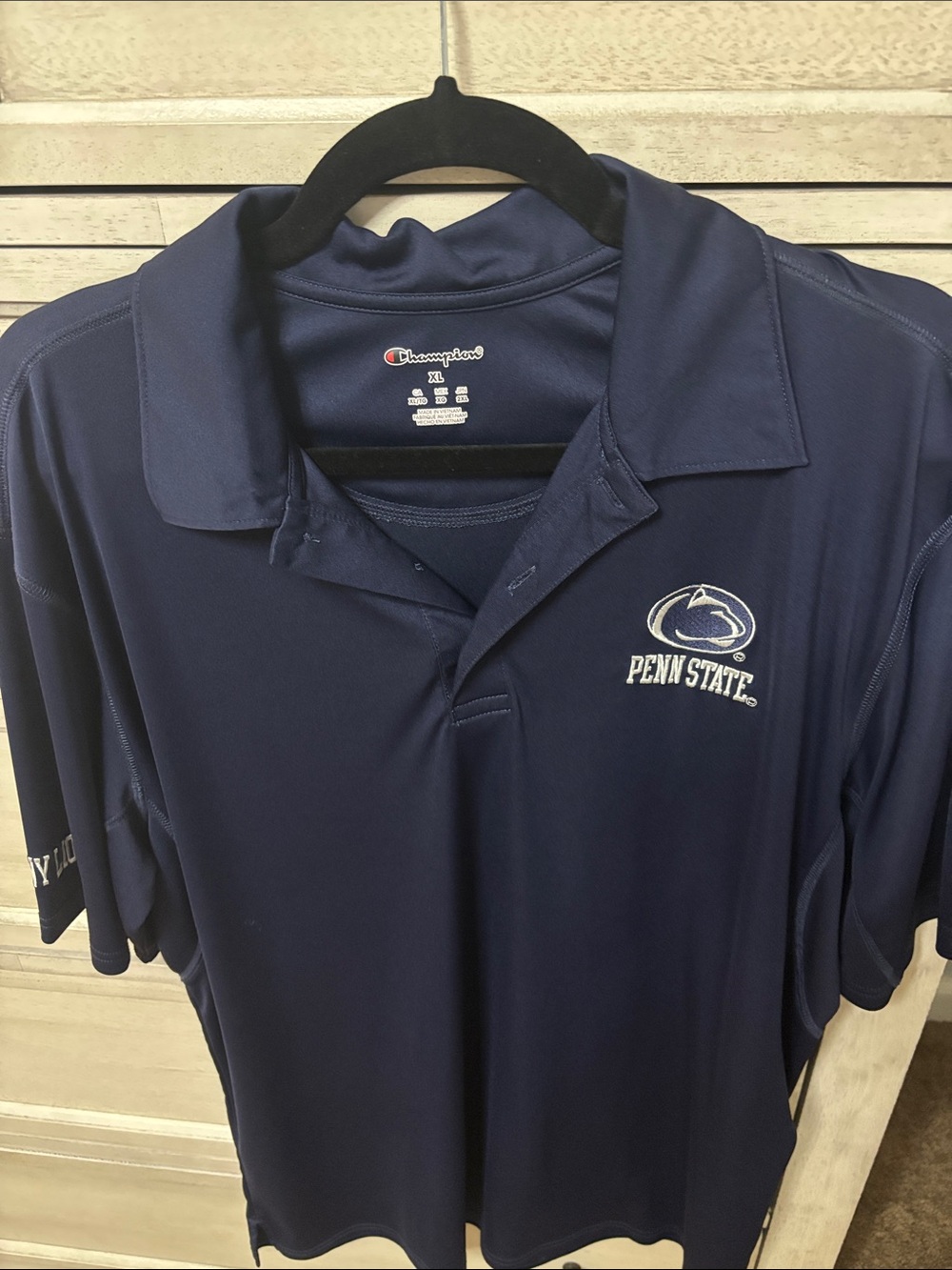 Champion Navy Penn State Polo with Embroidered Logo